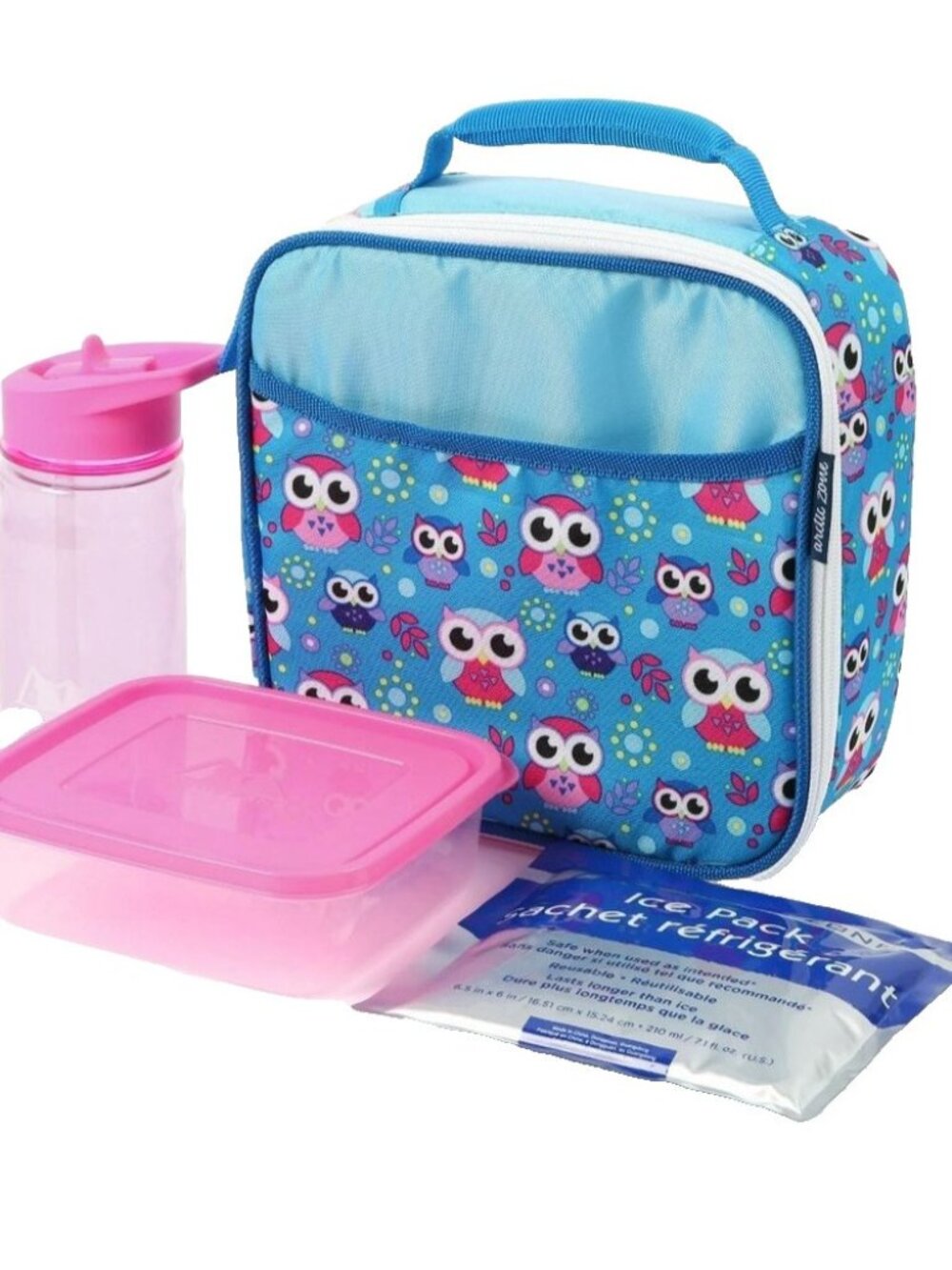 Arctic Zone Owl Lunch Box Set Girls Insulated Lunch Bag Bottle Ice Pack Women